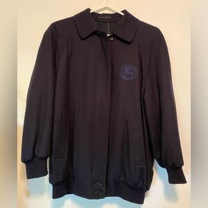 Vintage Burberry Wool Harrington Bomber Jacket Navy